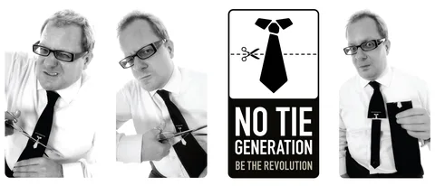 No Tie Generation: Isard Haasakker cutting off his tie